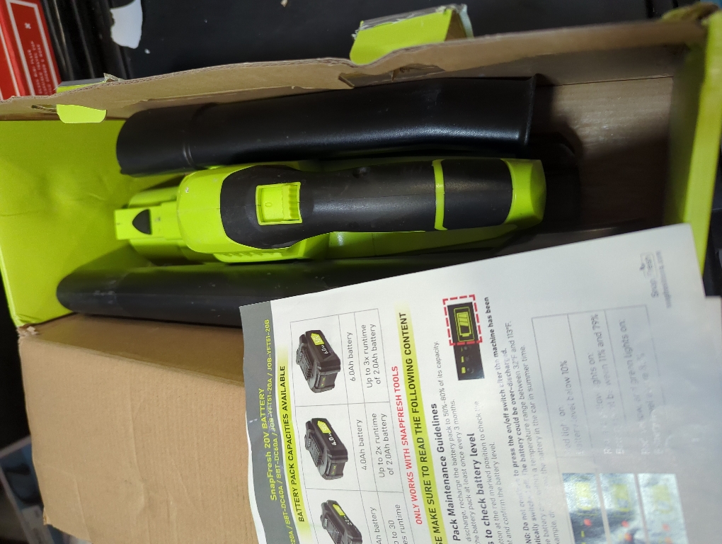 SnapFresh Cordless Leaf Blower - 20V Electric Leaf Blower with 2.0 Ah Battery and Charger - Lightweight 2-Speed Leaf Blower for Lawn Care and Yard/Garden/Patio Cleaning