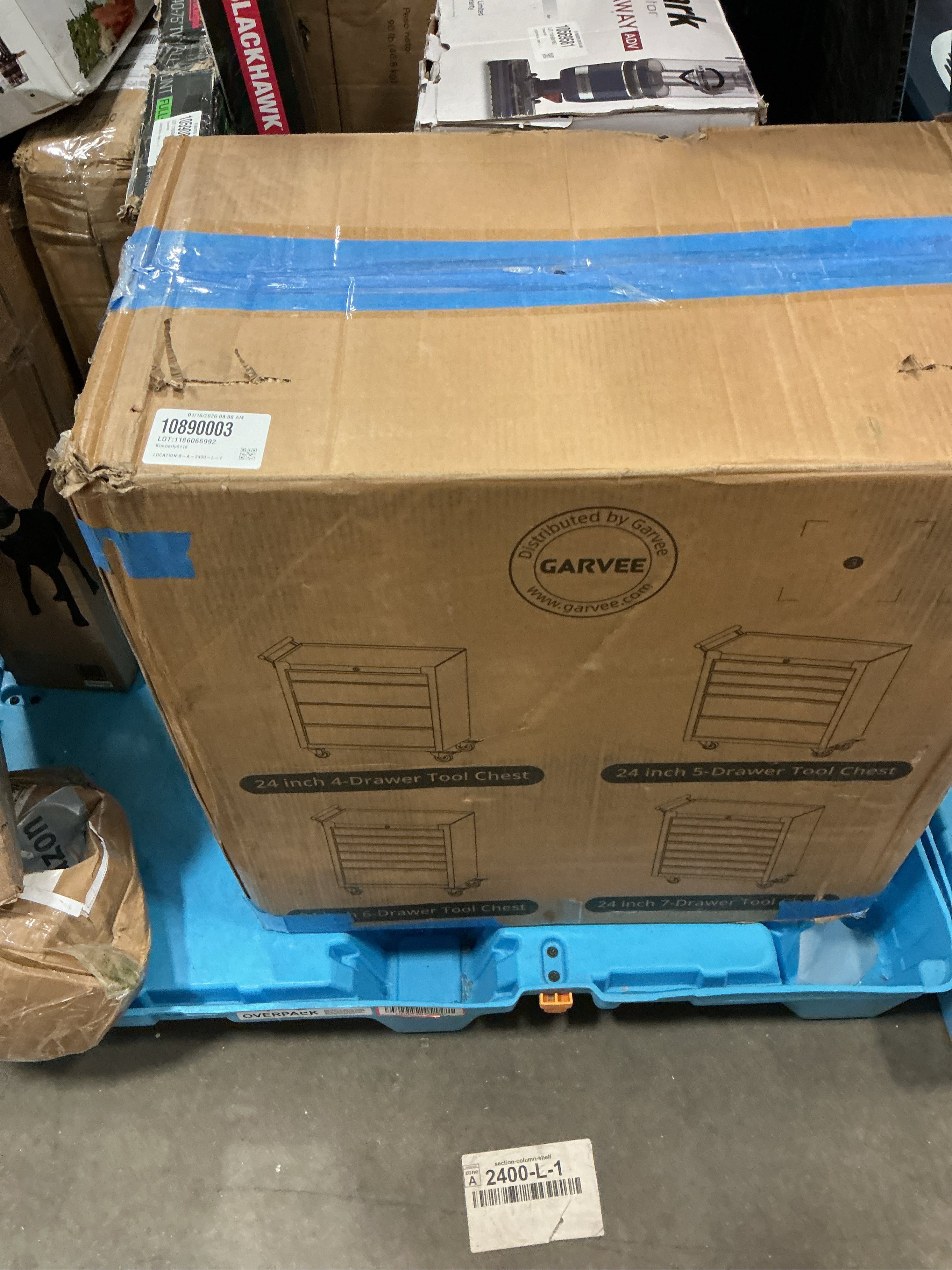 GarveeHome 5-Drawer Tool Chest, Rolling Tool Box with Wheels and Lock System, Portable Storage Rolling Tool Chest for Warehouse, Workshop & Repair Shop, Black