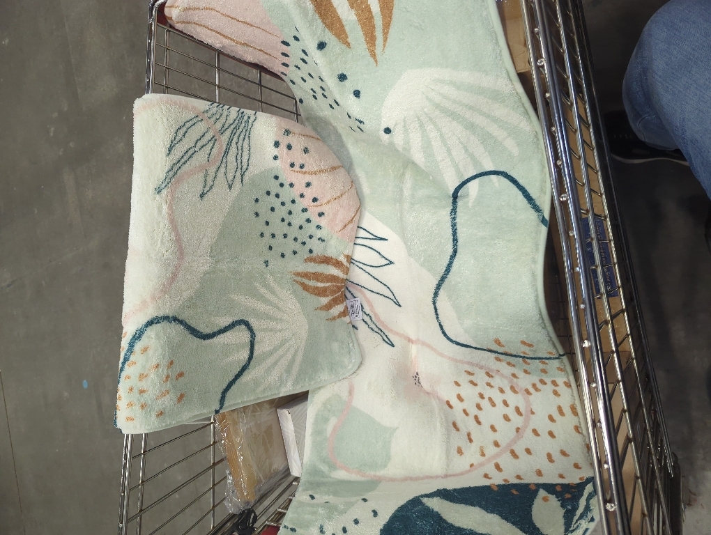 Uphome Bathroom Rugs Modern Abstract Velvet Bath Mat Non-Slip Colorful Botanical Printed Bath Rug Soft Machine Washable Floor Mats Art Design for Bathroom Tub Shower,20''x31''