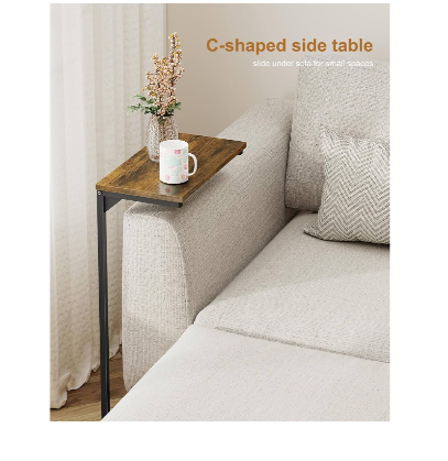 C Shaped End Table, Brown