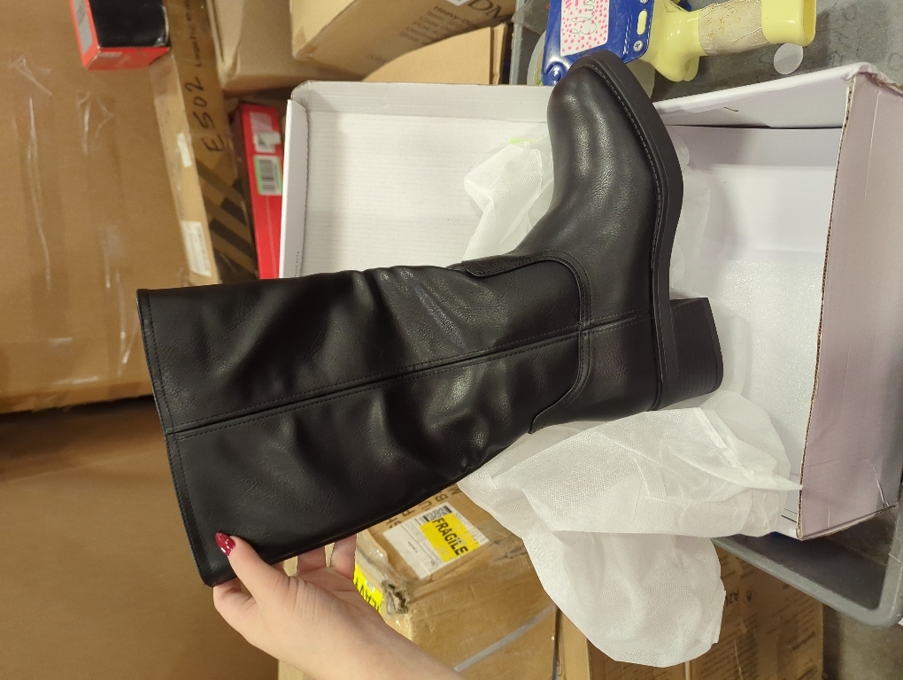 Size 8 Vepose Women's Square Toe Knee High Chunky Heel Tall Boots Side Zipper