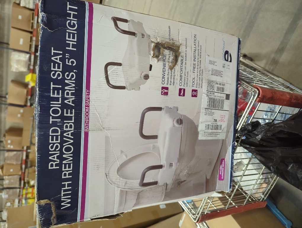 Carex E-Z Lock Raised Toilet Seat With Handles, 5 Toilet Seat Riser with Arms, Handicap Raised Toilet Seat For Seniors and Elevated Toilet Seat