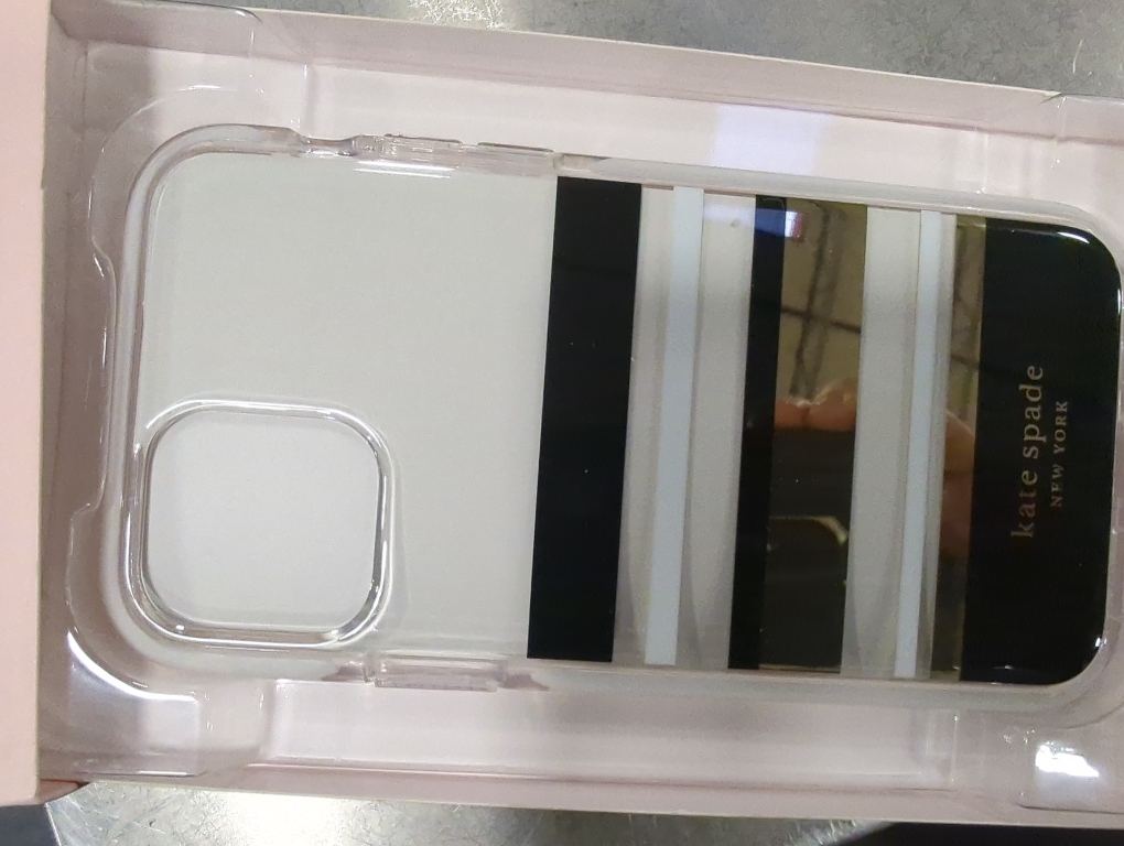 kate spade new york Park Stripe Case for iPhone 11 Pro,Polycarbonate,Shock-Absorbent - Defensive Hardshell with Cream Bumper