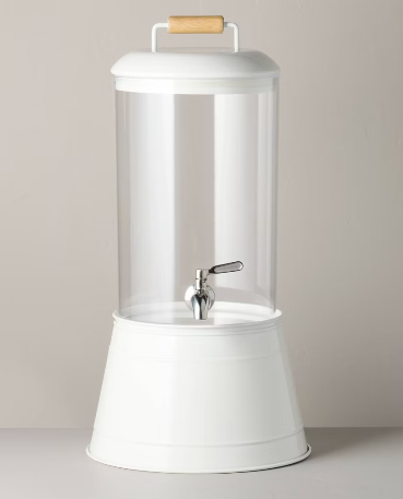 Glass drink dispenser with ceramic stand
