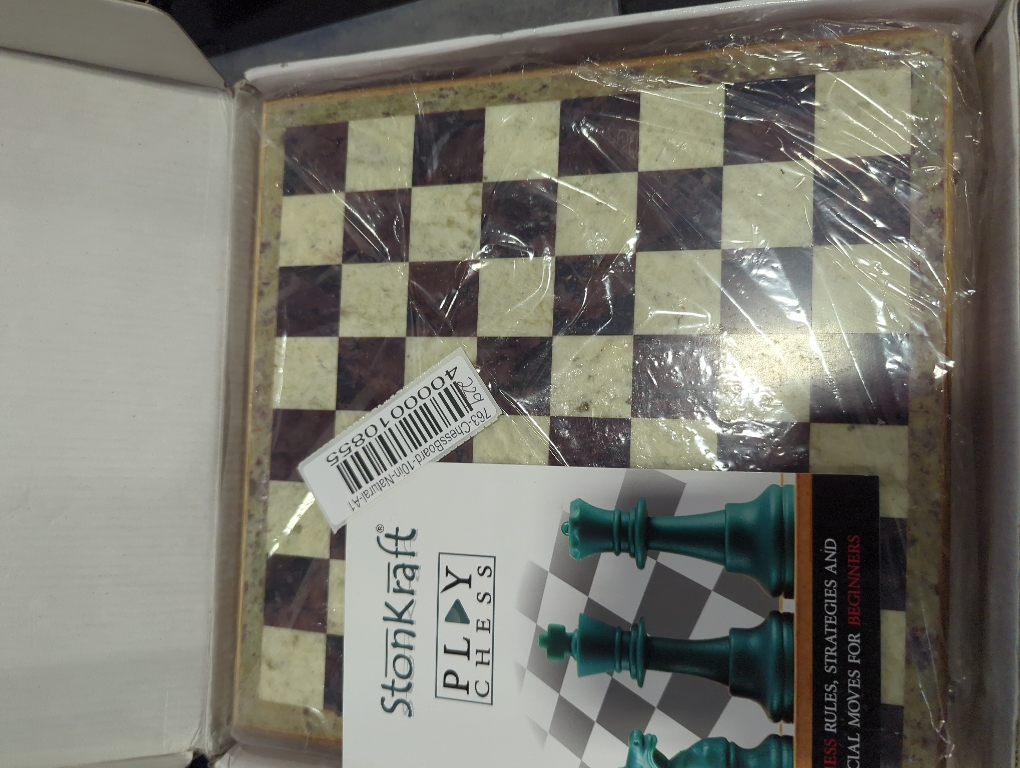 StonKraft - 10 X 10 Chess Board with Wooden Base & Stone Inlaid & Stone Pieces Game Set