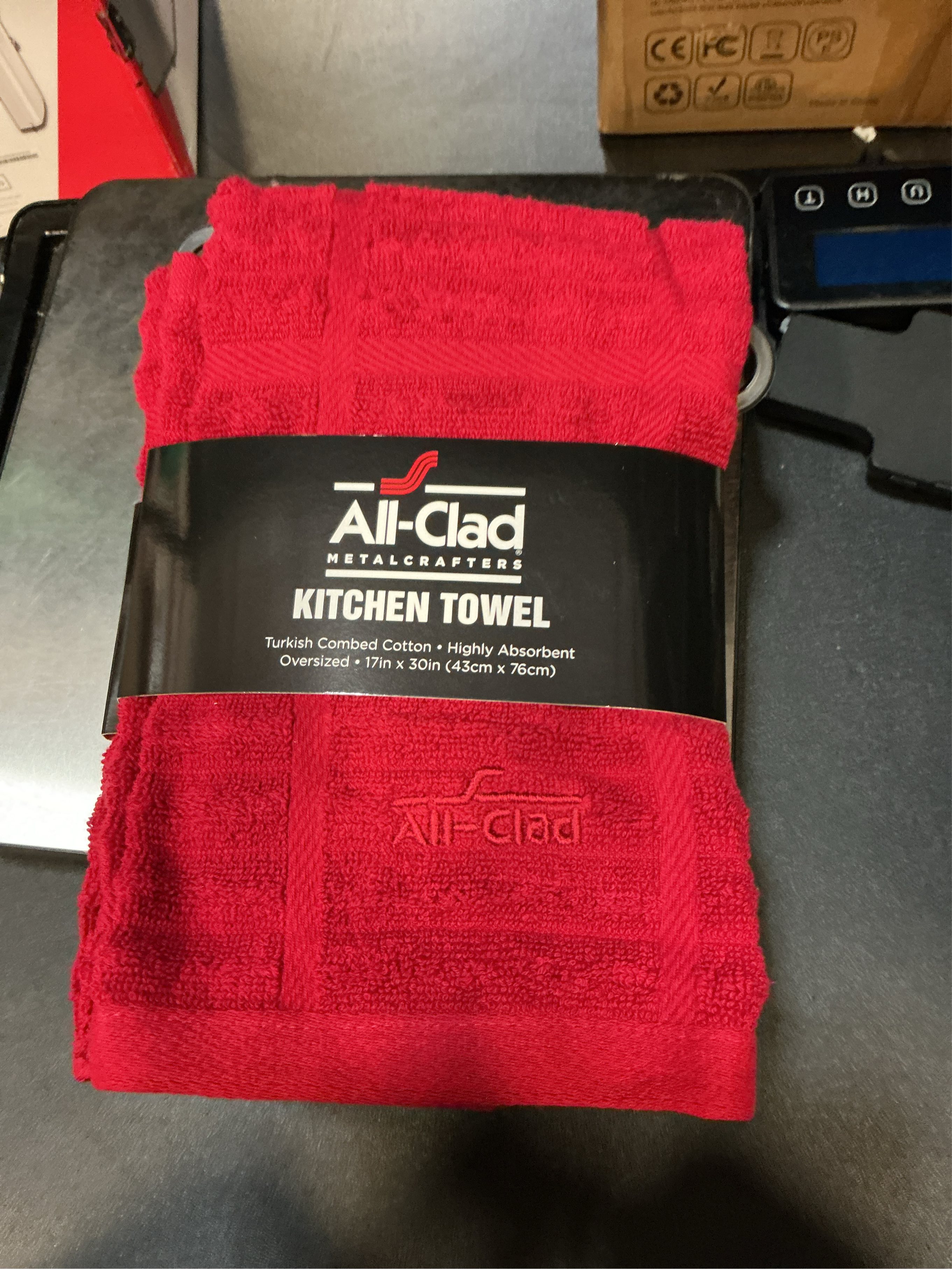 3 Packs All-Clad Solid Kitchen Towel: Highly Absorbent, Super Soft Long Lasting - 100% Cotton, 17x30 Tea Towel for Cleaning & Drying Dishes, Pans, Glassware, or Countertops, (1-Pack), Chili
