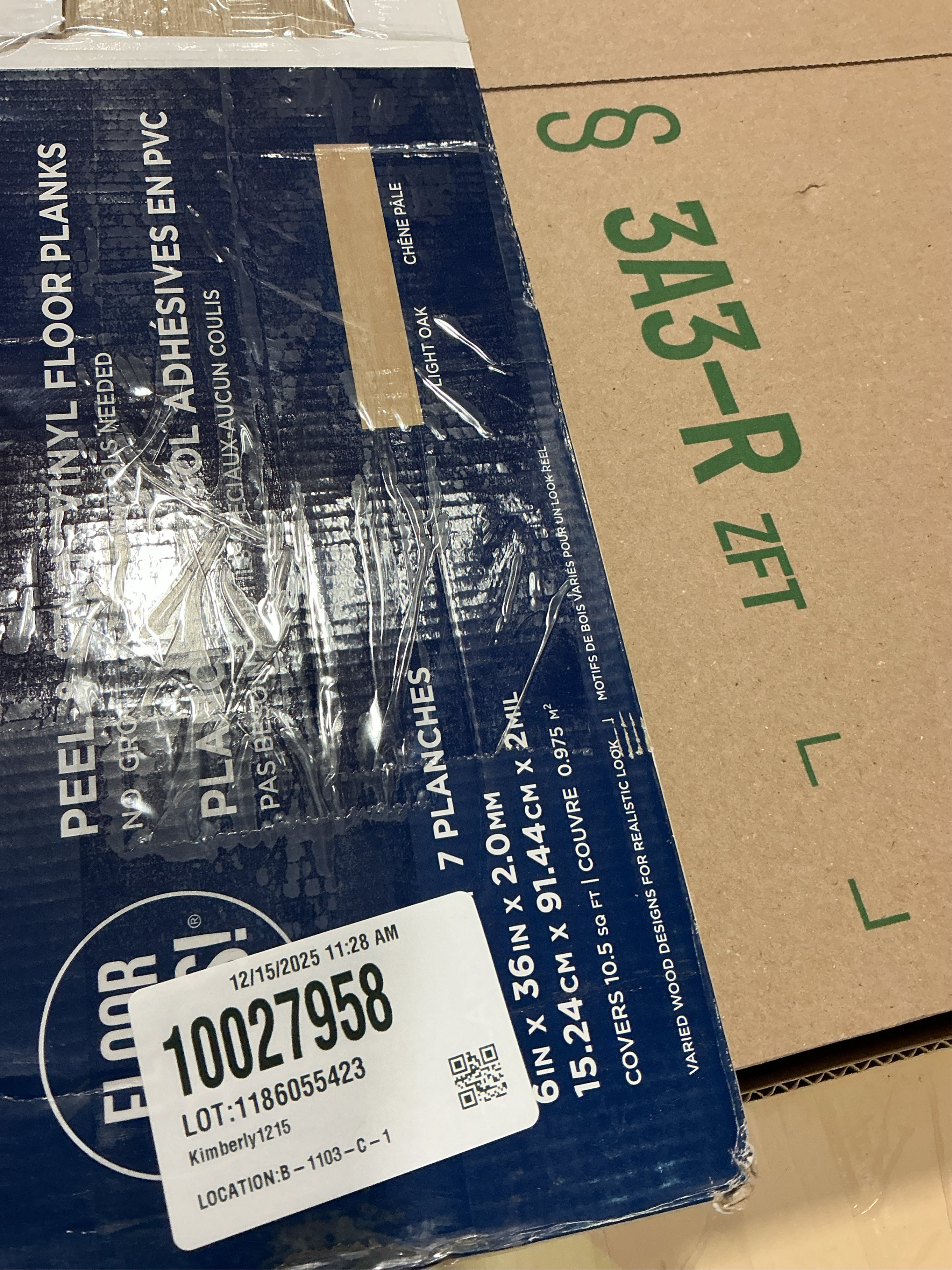 Light Oak 2 MIL x 6 in. W x 36 in. L Water Resistant Peel and Stick Vinyl Tile Flooring (10.5 sq. ft.)