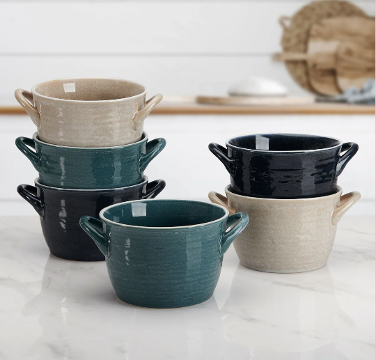 Cauldron Double Handle Set of 6 Soup Bowls