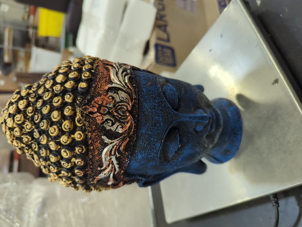 eSplanade Buddha Head Statue for Home Decor | Resin Buddha Face Showpiece for Living Room, Meditation, Office Table Desk, Shelf | Tibetan Buddhist Idol | Zen or Yoga Figurine Gifts | Blue, 12 Inch