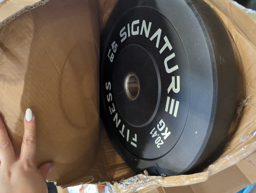 Fitvids 2 Olympic Bumper Plate Weight Plates with Steel Hub, 45LB,