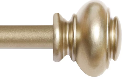 H.VERSAILTEX Gold Single Curtain Rod, 0.75 Inch Diameter, Stainless Steel with Ball Finial, Adjustable 28 - 48 Inch