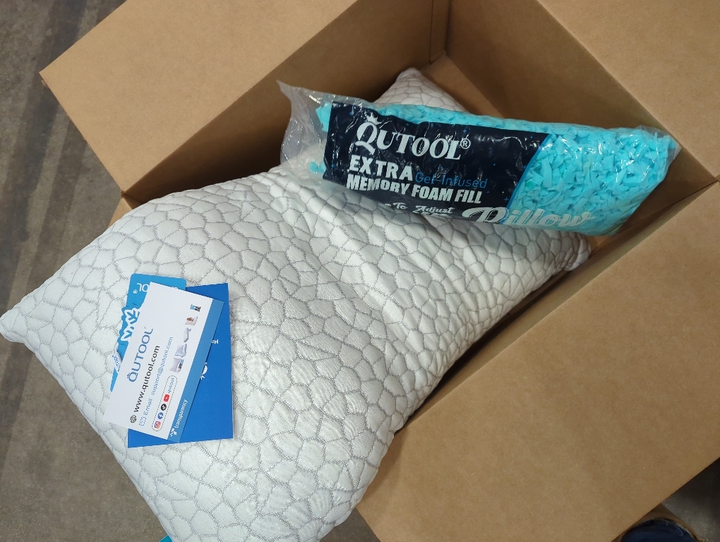 QUTOOL Cooling Pillow for Sleeping Shredded Memory Foam CertiPUR-US Certified, Soft and Supportive Adjustable Pillow for Side, Back, Stomach Sleeper, Hot Sleeper Solution for Boy Girls