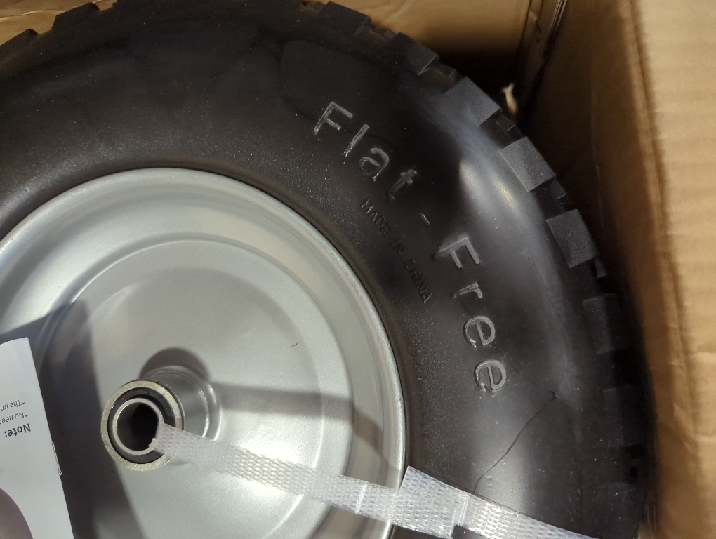 MaxAuto Wheelbarrow Tires 4.80 4.00-8 Flat-Free 4.80/4.00-8 Tire and Wheel w/Grease Fitting, 3 Centered Hub, 3/4 Bearings, 4.80 4.00-8 Tire for Hand Truck, Trolley, Garden Cart, Wagons, Gray