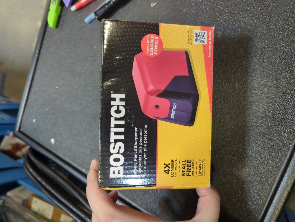 Bostitch Office Battery Pencil Sharpener, 4X Longer Cutter Life, Tip Saver Technology, Red