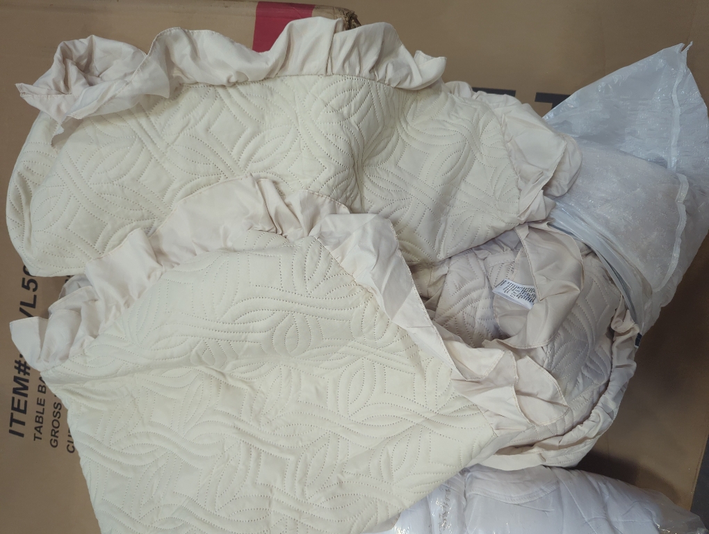 Size Large Set of 3 Quilt Bedding Set Size, Beige Ruffled Lightweight Soft Bedspreads Queen Size Coverlet, Basket Weave Quilted Blanket Thin Quilt Bed Cover for All Season - 3 Piece (1Quilt, 2 Pillow Shams)