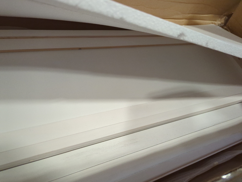 Panel Bed Frame Queen Grand Lit White 2 BOXES