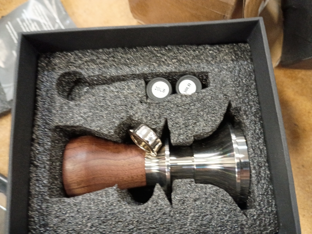 Coffee Espresso Tamper with WDT Tool, Coffee Press with Silicone Mat, 100% Flat Stainless Steel Base Tamper for Espresso Coffee Machine (Brown2, 51mm)