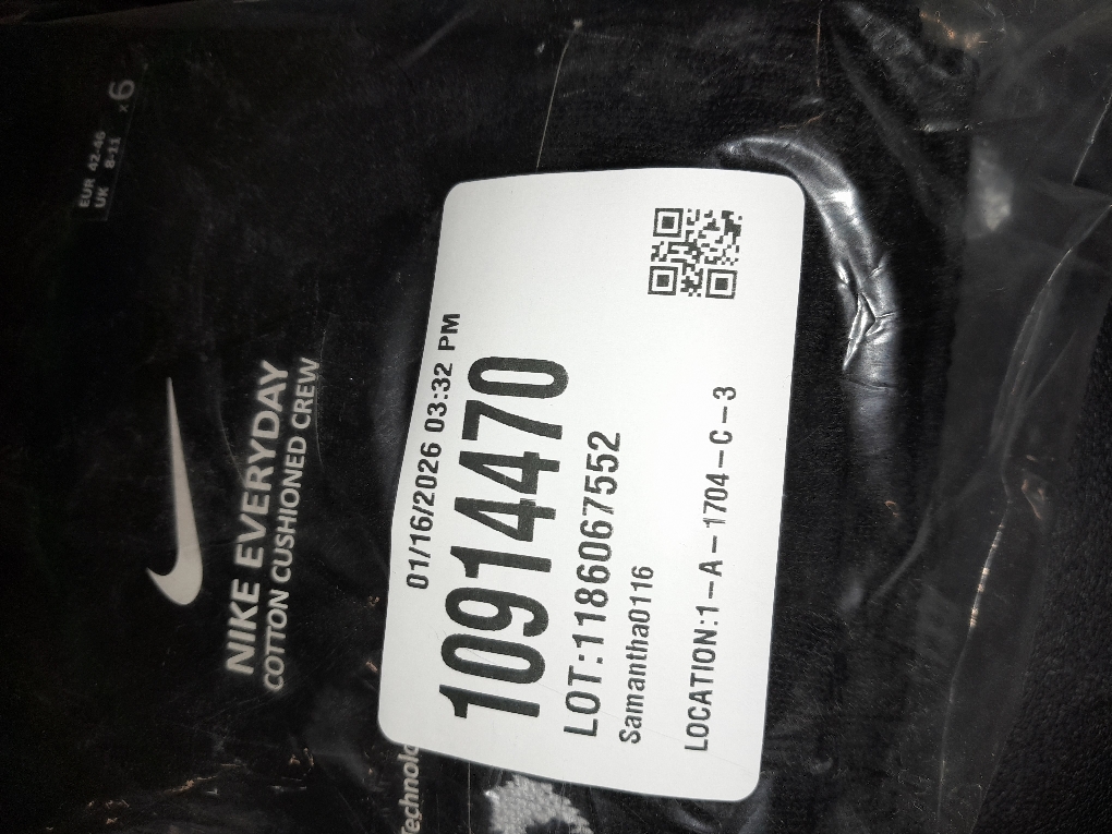 NIKE Unisex Performance Cushion Crew Socks with Band (6 Pairs), Black/White, Large