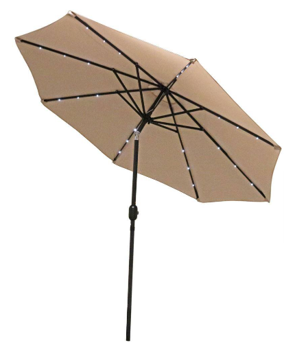 Sunnydaze 9 ft. Aluminum Market Solar Tilt Patio Umbrella in Beige