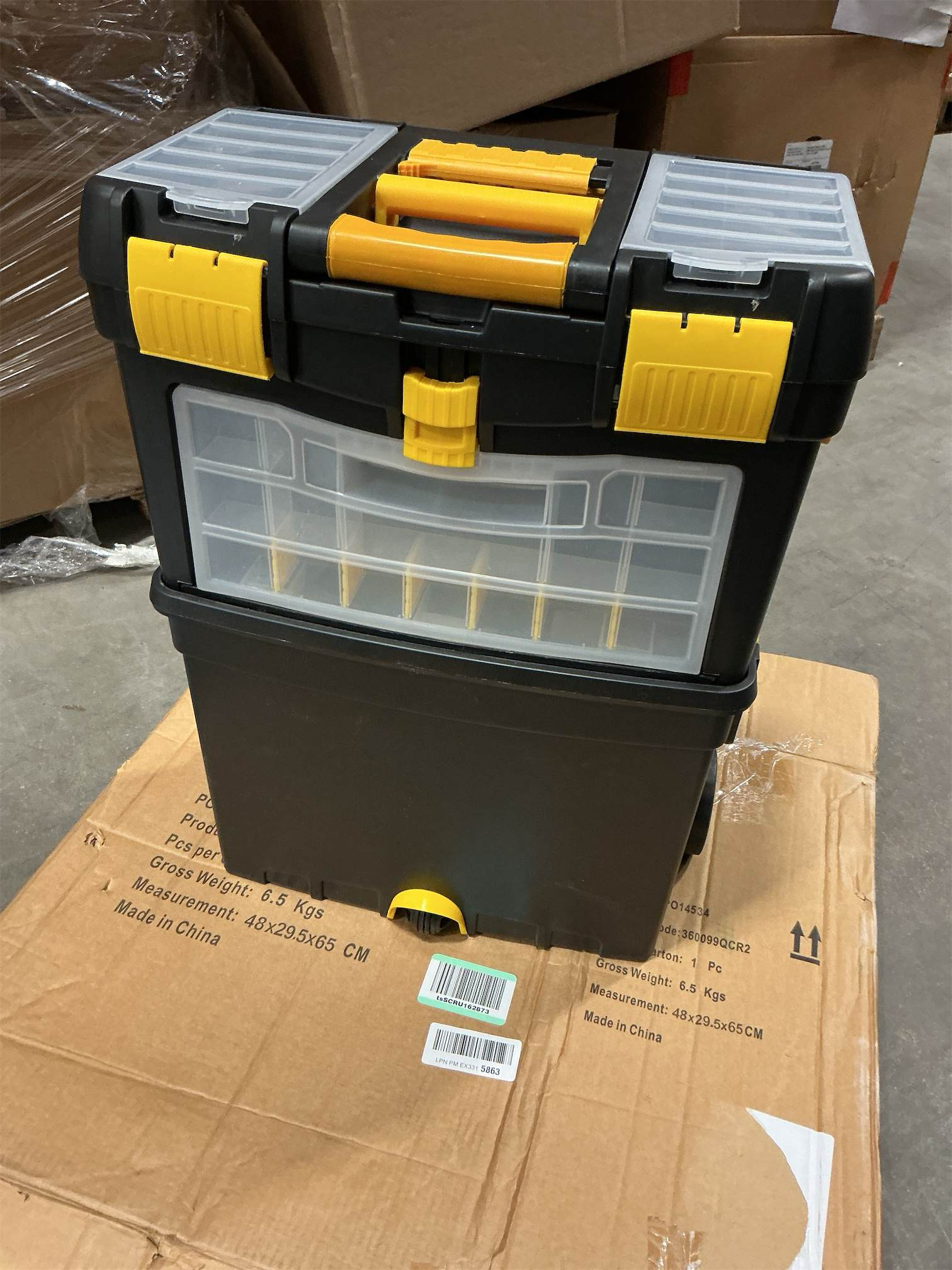 Rolling Tool Box with Wheels, Foldable Comfort Handle, and Removable Top – Toolbox Organizers and Storage by Stalwart