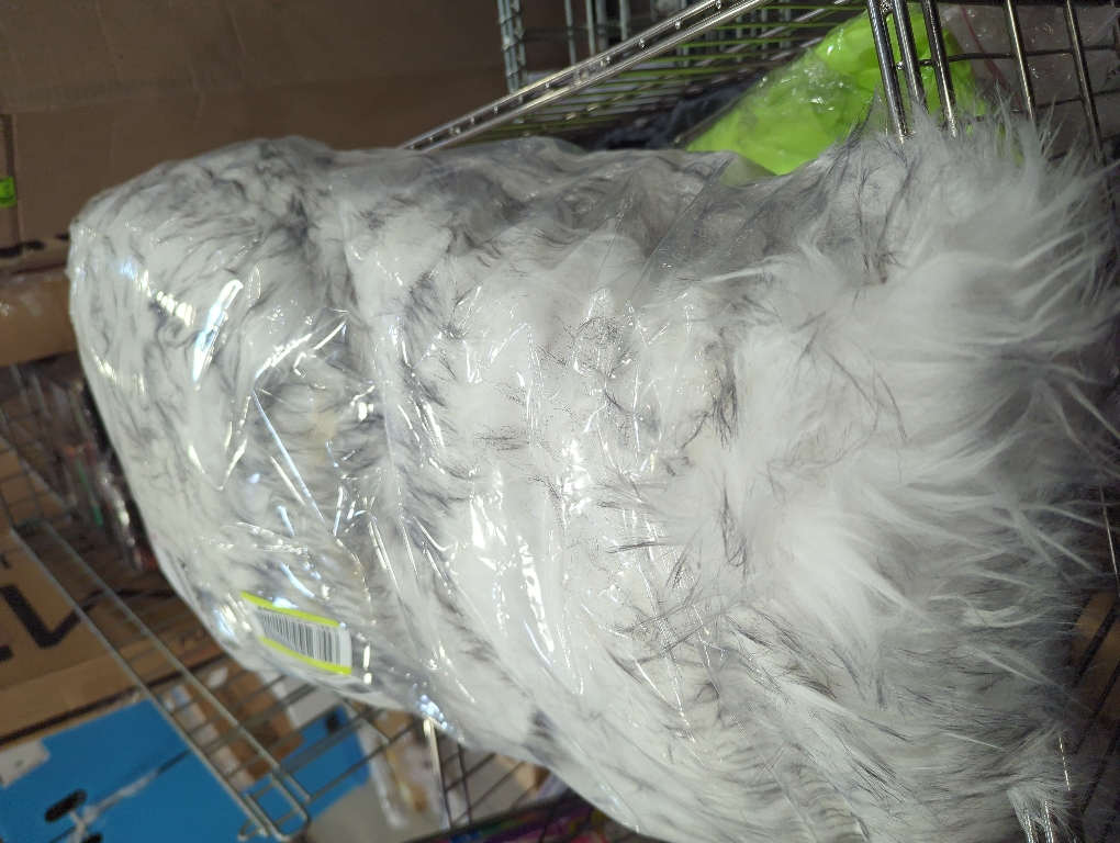 White and Grey Faux Shaggy Fur Rug for Living Room Plush Washable Sheepskin Fur Area Rugs 3x5 Nursery Rug