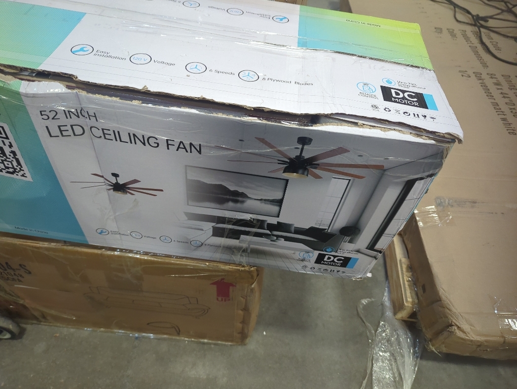 Size 52 Color brown  Ceiling Fans with Lights, 52 Inch Farmhouse Ceiling Fans with Light and Remote, Modern Ceiling Fan with Light Bulb,Reversible DC Motor, Dual Finish 8 Blade Wood Ceiling Fan for Indoor/Outdoor