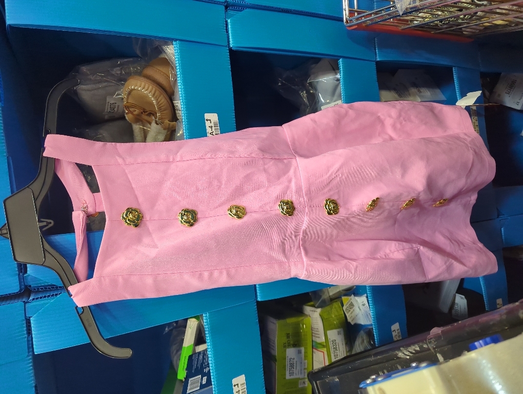 Size M Halter Backless Mini Dress Women Summer Elegant Sleeveless Gold Button Solid Color Dresses Lady Party Vestidos