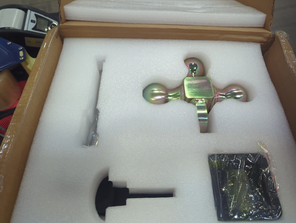 LOCAME Adjustable Trailer Hitch with Hook, Tri-Ball (1-7/8, 2, 2-5/16) Drop Hitch, Fits 2.5 Inch Receiver, 6 Drop Down Hitch, 18,500 LBS Heavy Duty Truck, Solid Ball Mount, Gold, LC0085