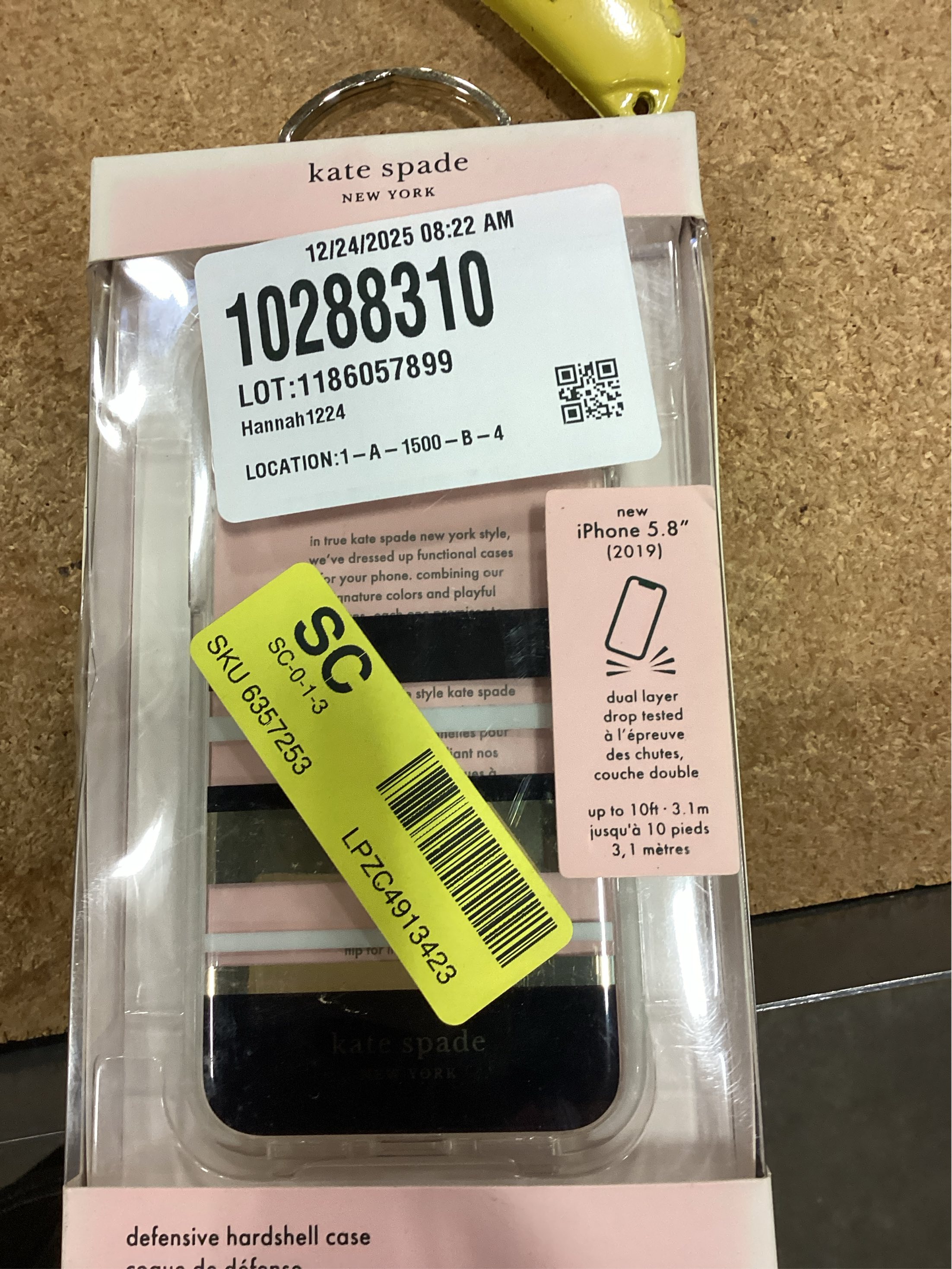 kate spade new york Defensive Hardshell Case (1-PC Comold) for iPhone 11 Pro, Park Stripe Gold Foil/Black/Cream/Cream Bumper/Clear