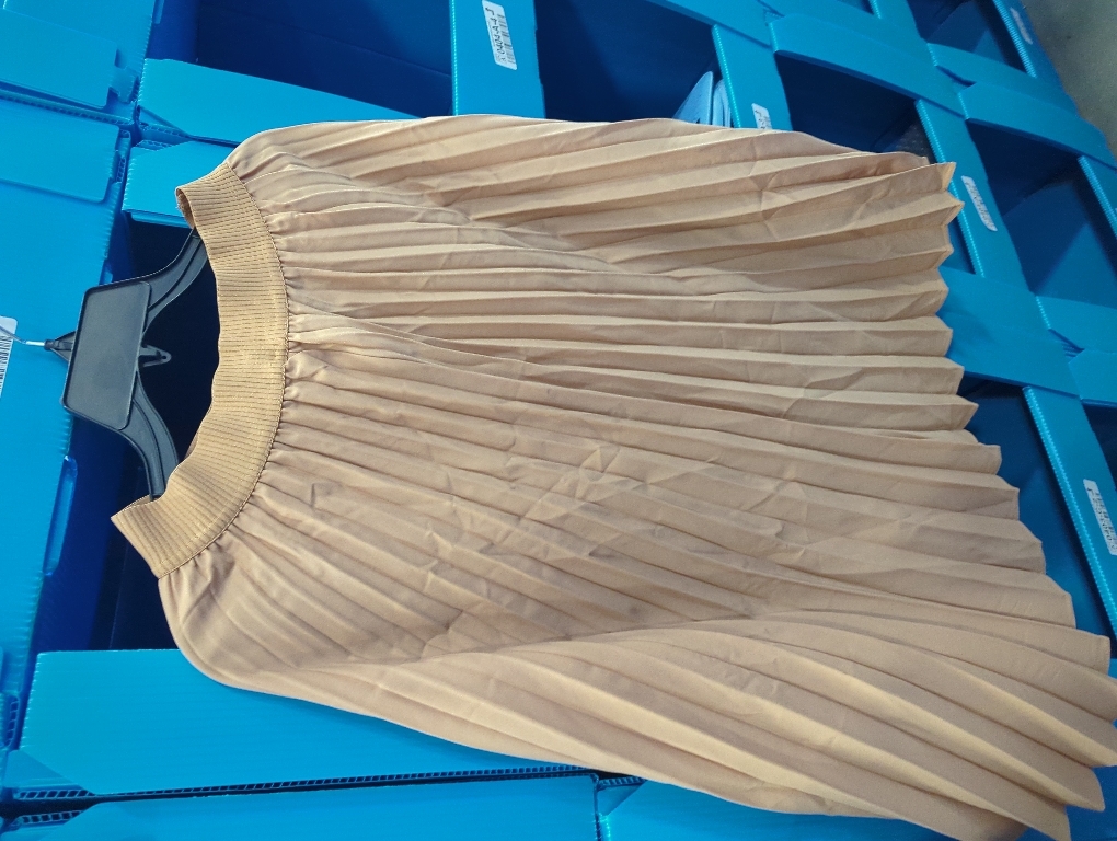 Size S Women Elastic Waist Office Skirt High Waist Solid Pleated Midi Length A-Line Professional Wear