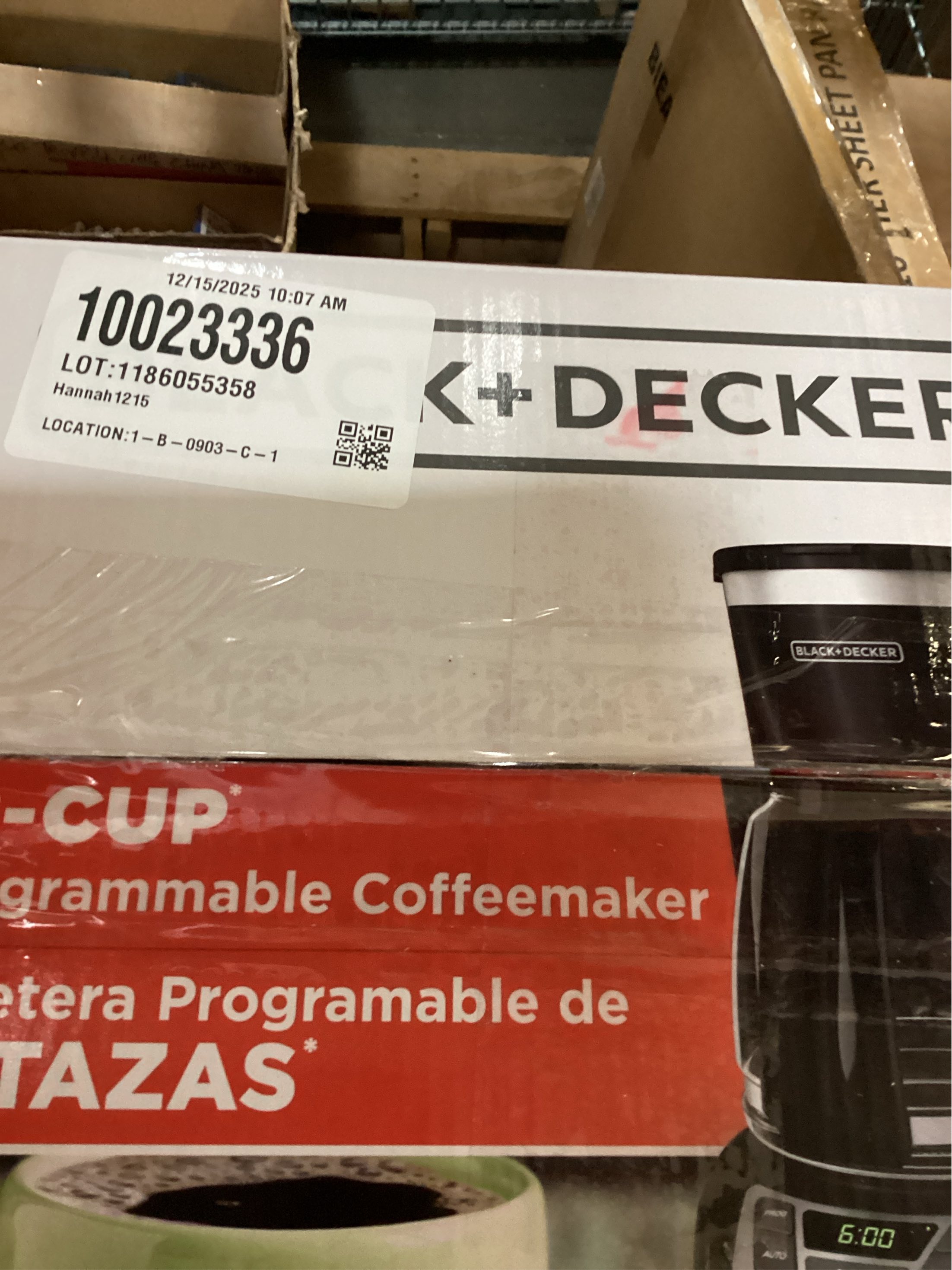 BLACK DECKER 12-Cup Digital Coffee Maker, Programmable, Washable Basket Filter, Sneak-A-Cup, Auto Brew, Water Window, Keep Hot Plate, Black