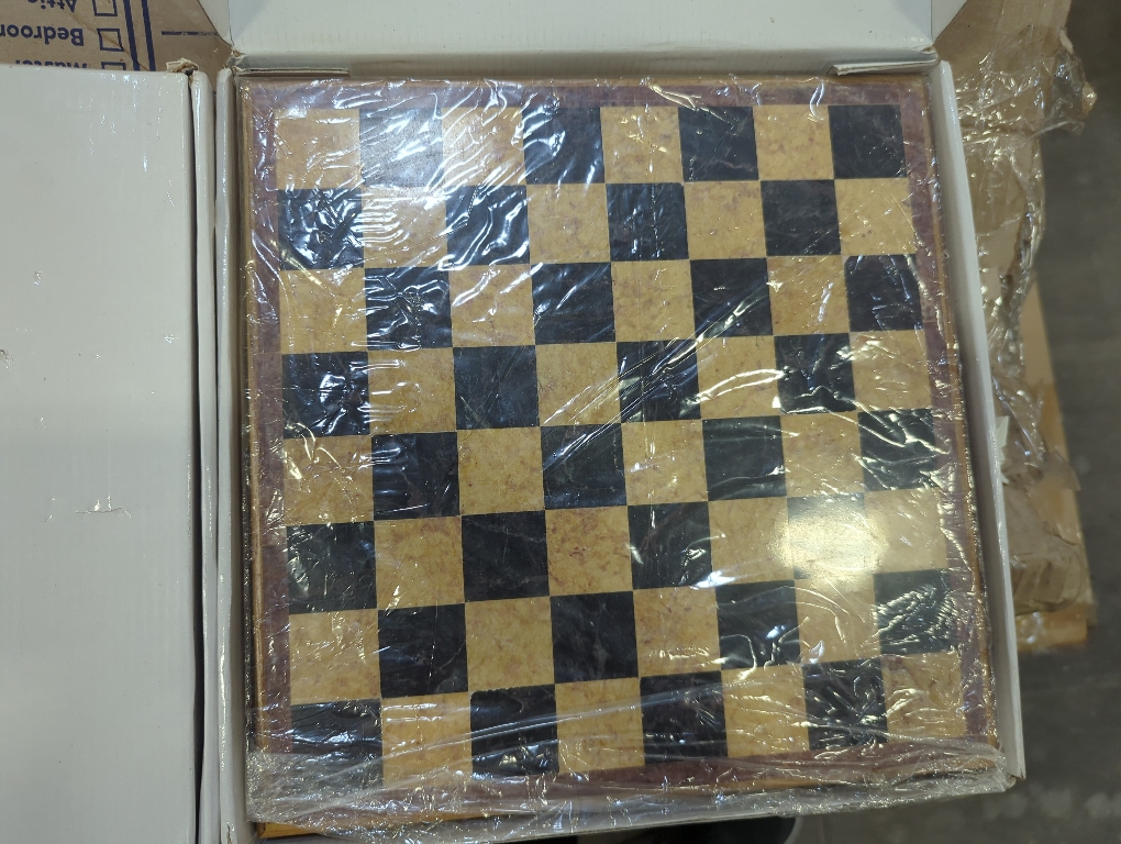 StonKraft Stone Chess Board with Wooden Base - 12 x 12 Inches