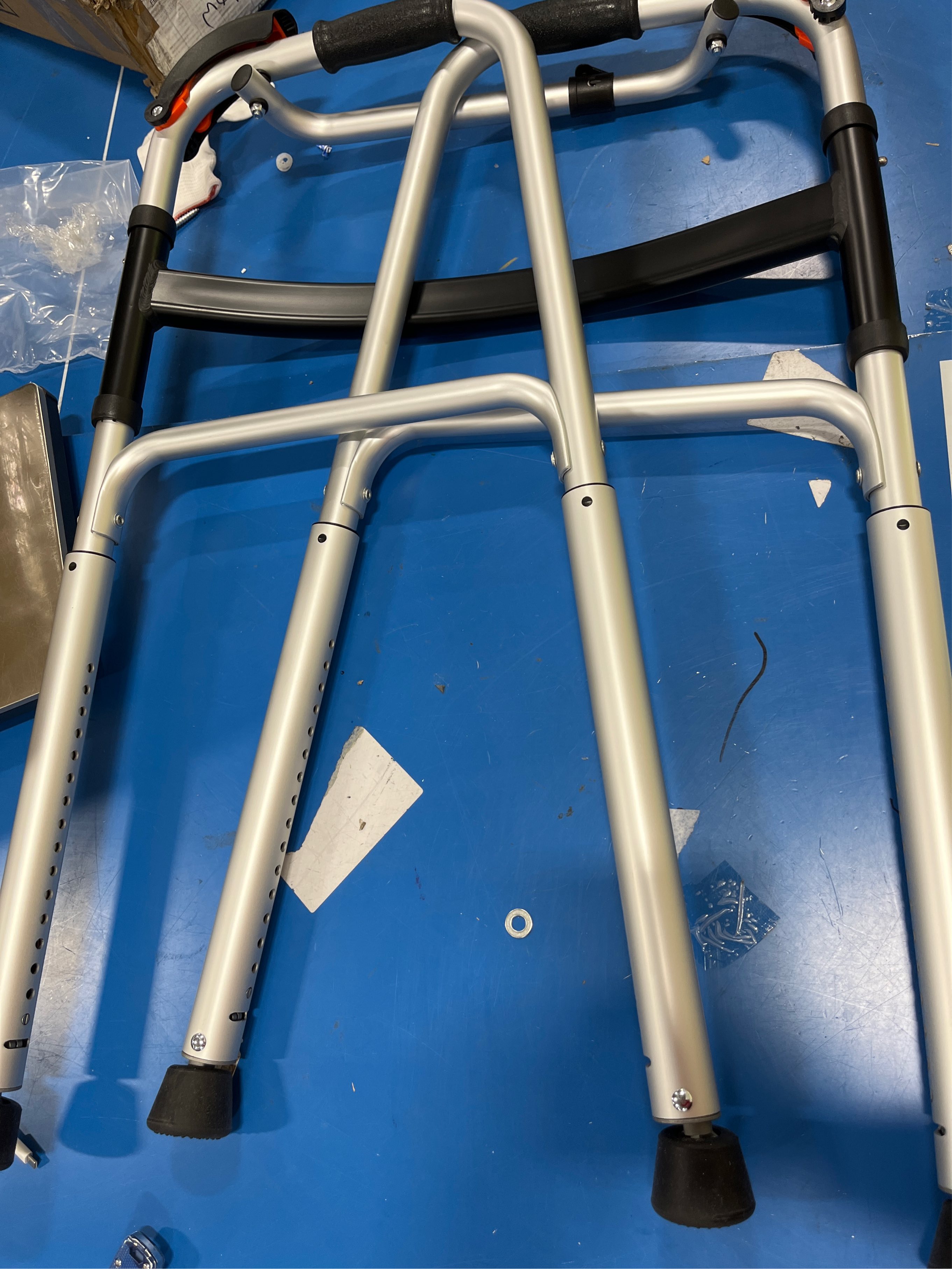 Foldable Stair Climbing Walker for Seniors, Adjustable 4-Leg Height Safety and Convenience Silver