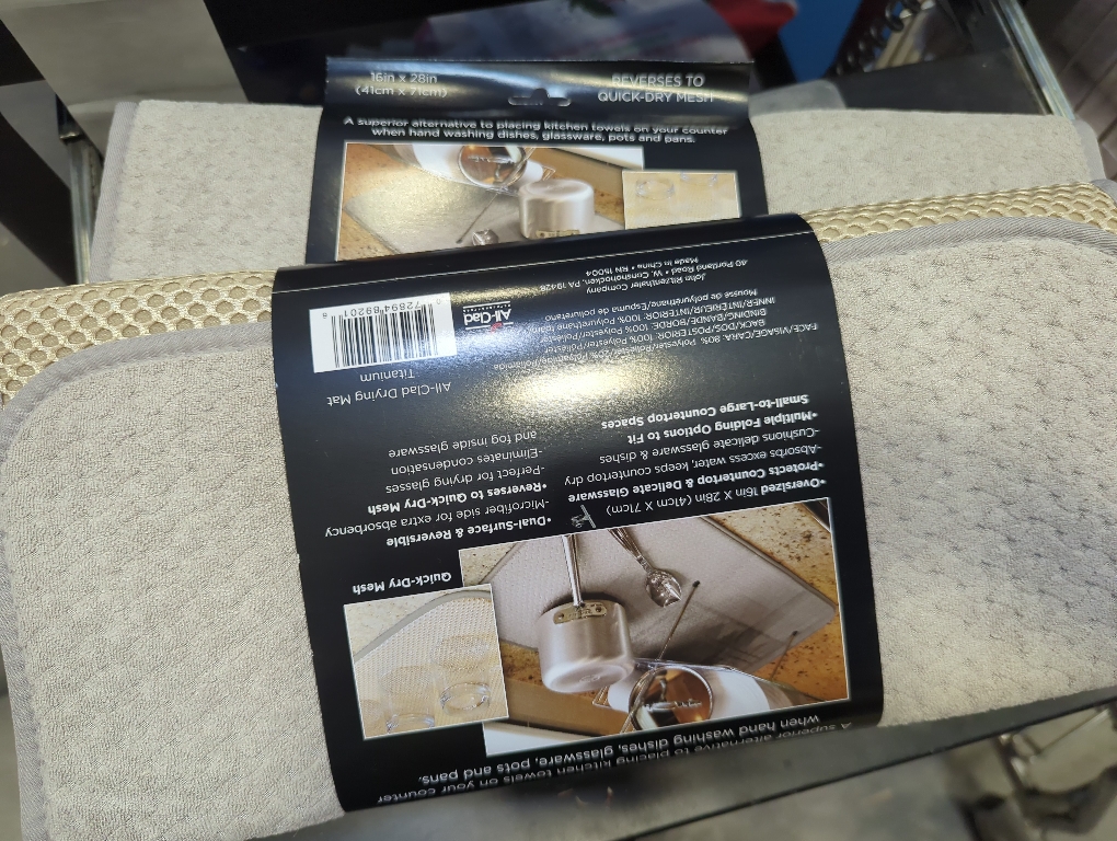 All-Clad Premium Reversible Dish Drying Mat for Kitchen: 16 x 28 Ultra-Absorbent, Long-Lasting, No Condensation, and Oversized for Large Pots and Pans - 2 Pack, Titanium