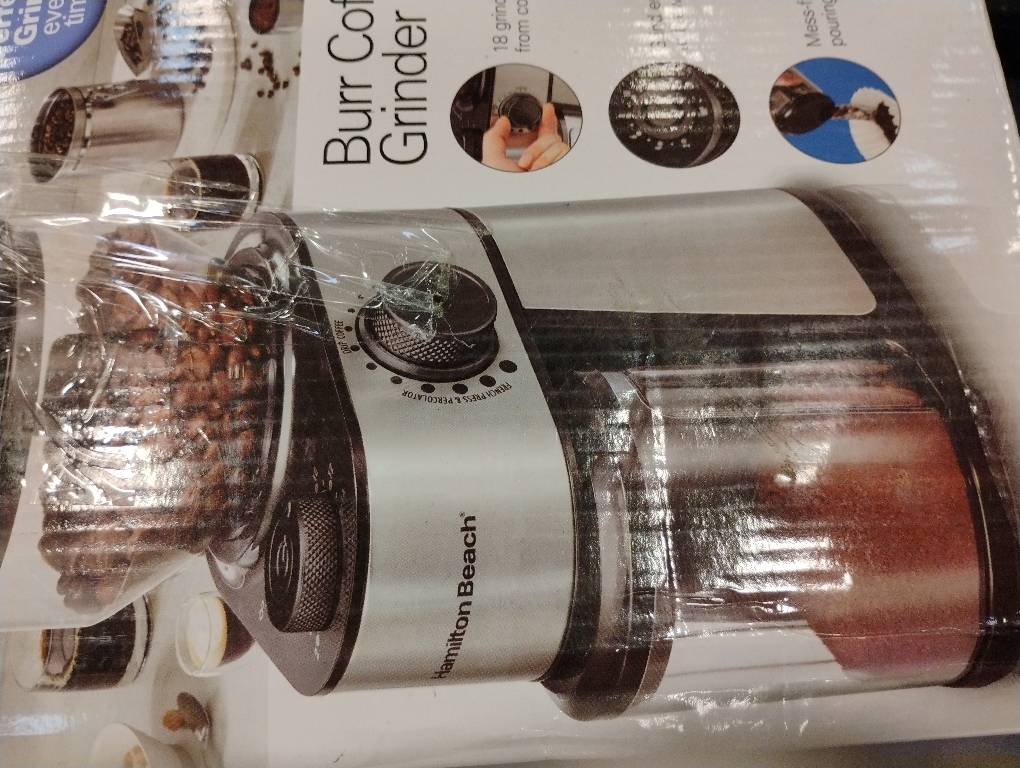 Hamilton Beach Electric Burr Coffee Grinder with Large 16 oz. Hopper | 18 Grind Settings For Espresso To French Press Coffee | Makes 2-14 Cups | Auto Shutoff | Easy Clean | Stainless Steel | 80385‼️needs heavy cleaning ‼️