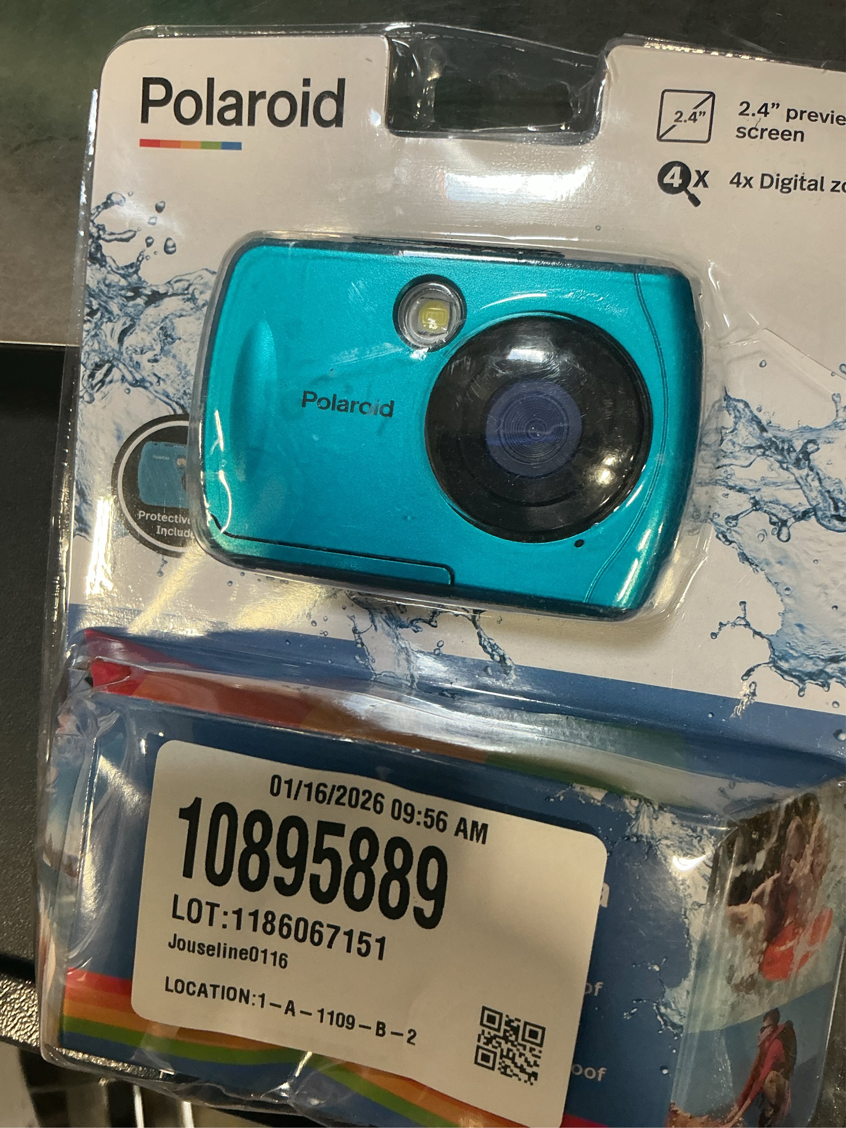 Polaroid IS048 Waterproof Instant Sharing 16 MP Digital Portable Handheld Action Camera, Teal