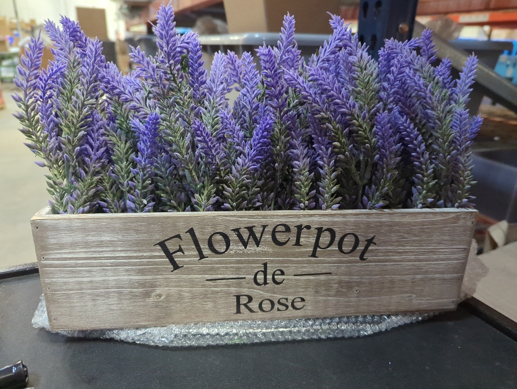 Velener Fake Lavender Plant with Decorative Tray Wooden Box 14- Spring Decorations for Home Office, Cottagecore Country Farmhouse Decor, Bathroom, Porch Decor, Purple Room, Faux Flower Indoor Garden