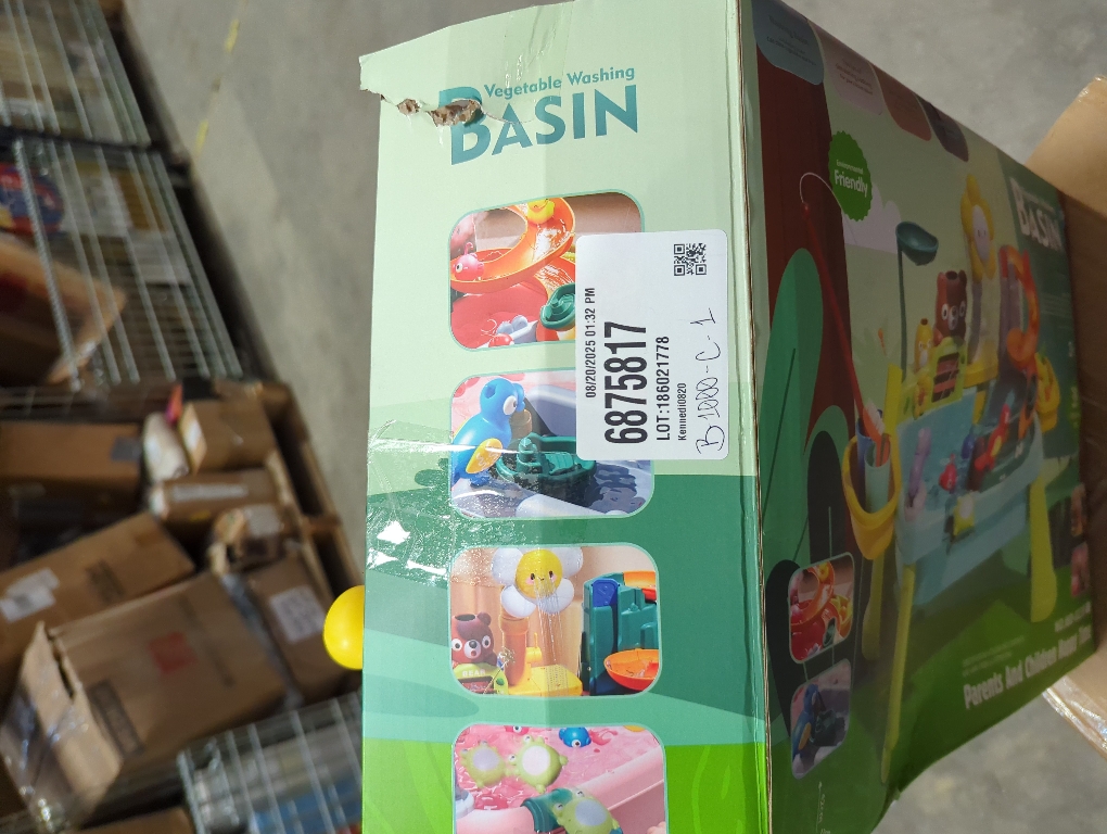 Blue 4-in-1 Kids Play Sink with Running Water, Mini Water Table with Detachable Legs, Upgraded Faucet and Dishes, Children Electric Dishwasher Toy, Kitchen Sensory Set (Blue)