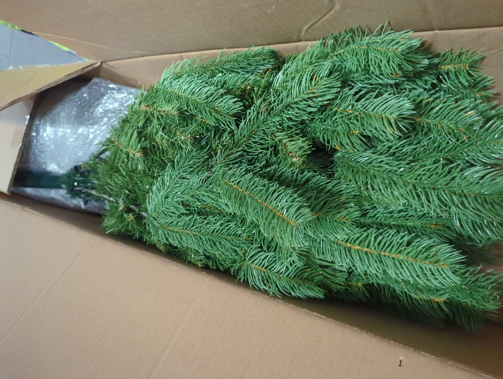 National Tree Company 4.5 ft Pre-Lit Downswept Douglas Fir Artificial Christmas Tree, 450 Multicolor Lights, 525 Feel Real Tips, Includes Stand, Green