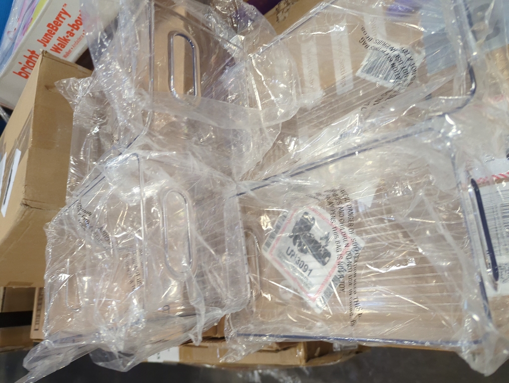 Plastic Food Storage 4 Pack Clear Container Bin with Handles for Organizing Kitchen, Pantry, Fridge, Freezer, Pantry,Bathroom.