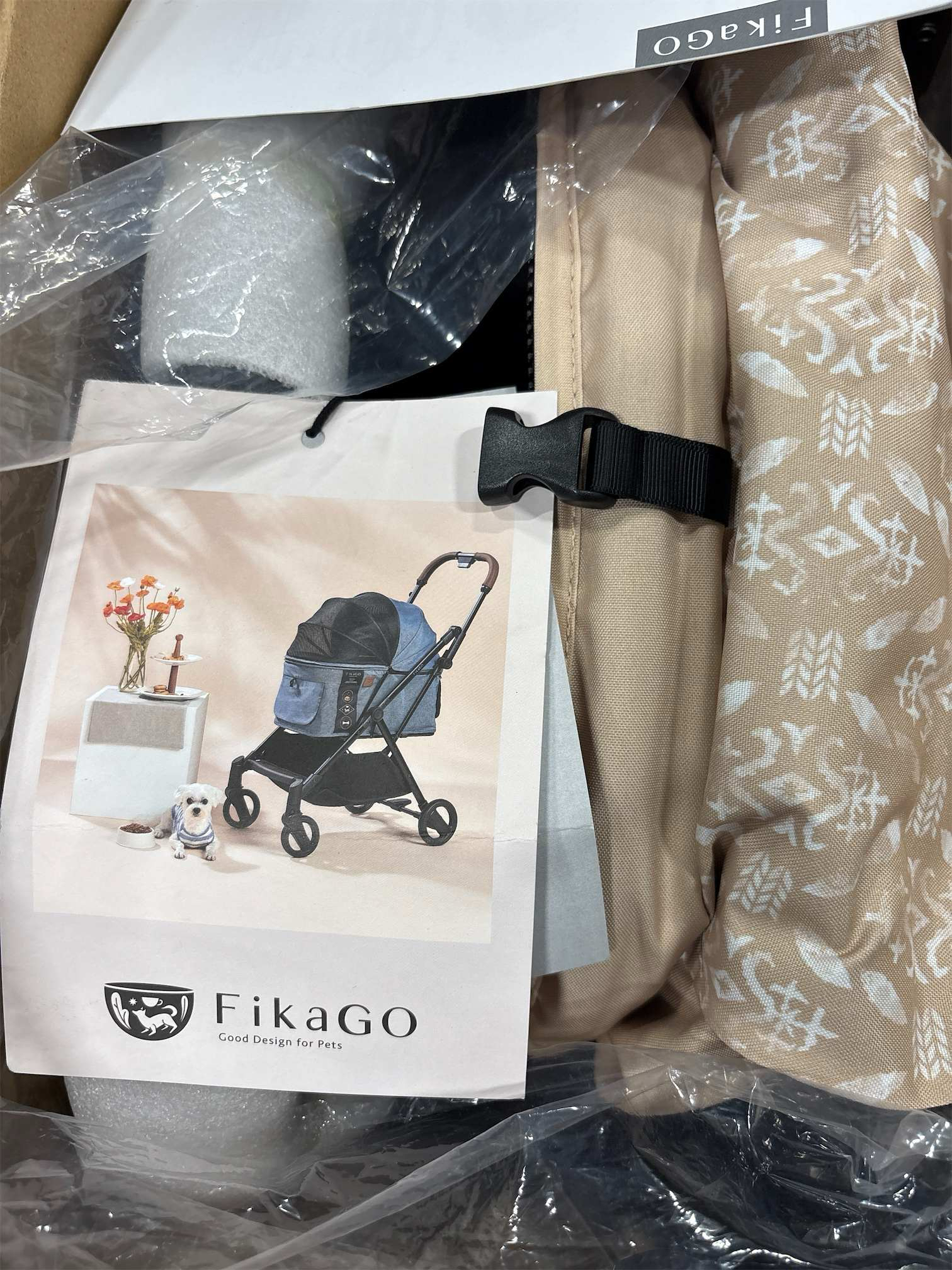 FikaGO-FTG2 Luxury Pet Stroller Lightweight Fast Folding - 44lbs Load Capacity, Pet Stroller Carriage for Small Medium Sized Pet, Portable Safety Pet Carrier or Pet Crate for Travel Gear ( see the original color on the pictures)