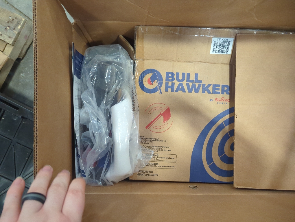 Bull Hawker : Giant Axe Darts (Over 6ft Tall) w/ 15  Games : Axe Throwing Game for Backyard w/ Air Pump : Carnival Games