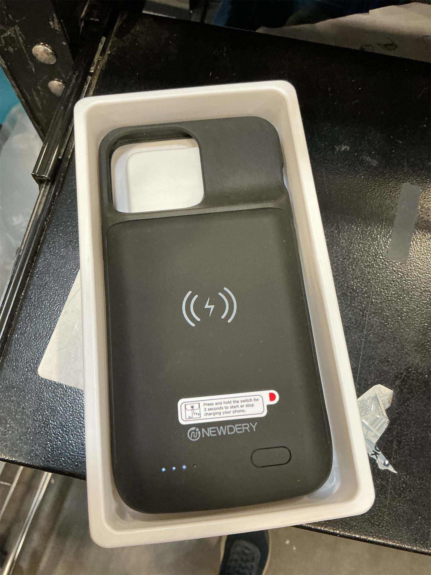 NEWDERY 10000mAh Battery Case for iPhone 14/14 Pro/13/13 Pro 6.1, Qi Wireless Charging & Wired Headset & Sync-Data Supported, Portable Protective Charger Cover (NOT for iPhone 14/13 Pro Max)