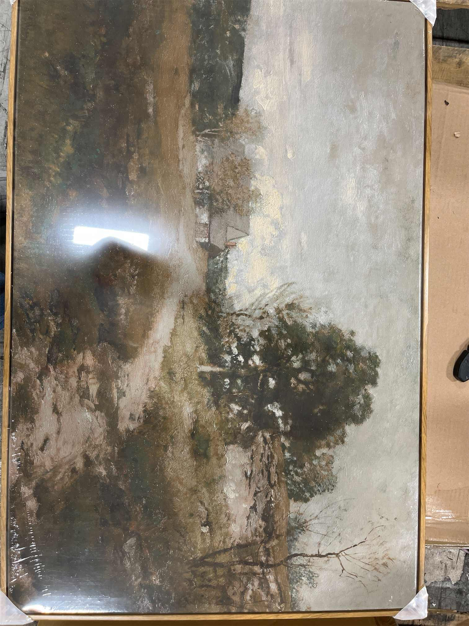 InSimSea Golden Framed Vintage Canvas Wall Art Arkville Landscape Rustic Country Road Home Decor 24 x 36, Outskirts Classical Painting Prints for Livingroom Bedroom Wall Decor Nature Gallery Art