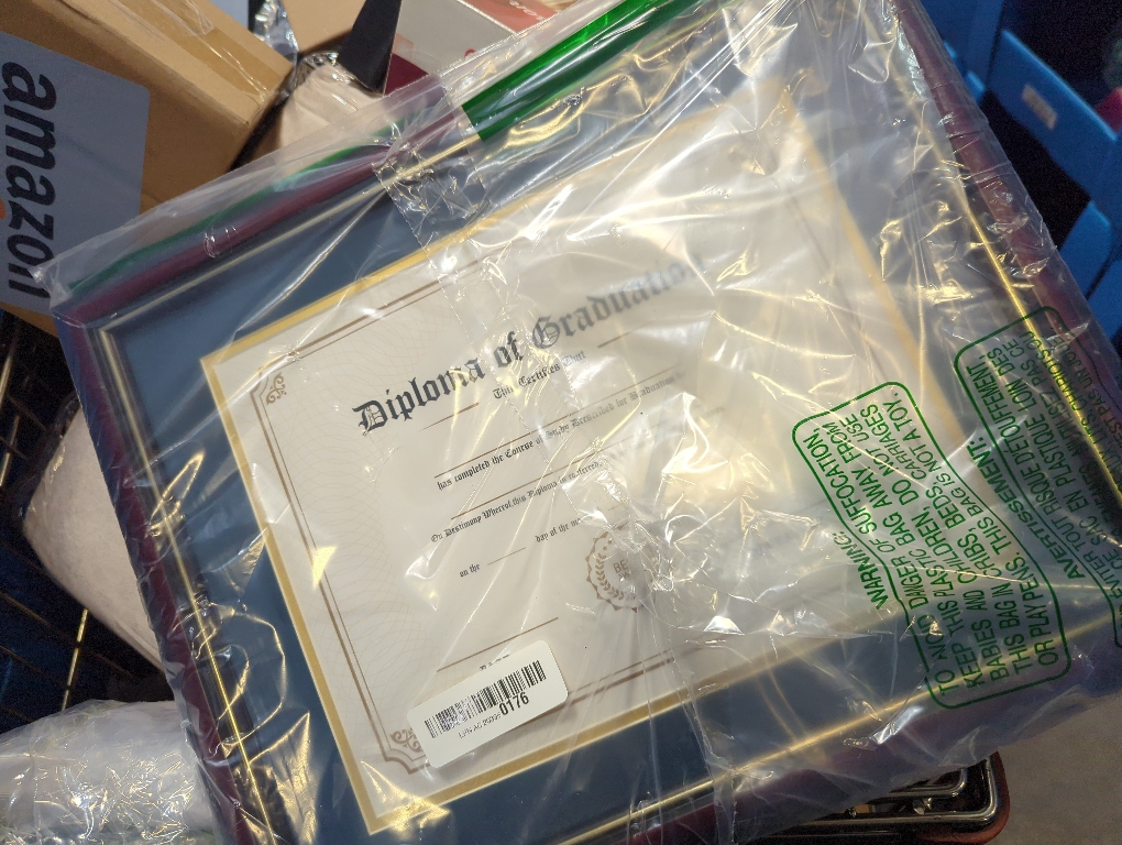 11x14 Diploma Frame with Navy over Gold Mat, 14x17 Certificate Frame, Real Wood with Gold Trim, Black Frame with Arcylic