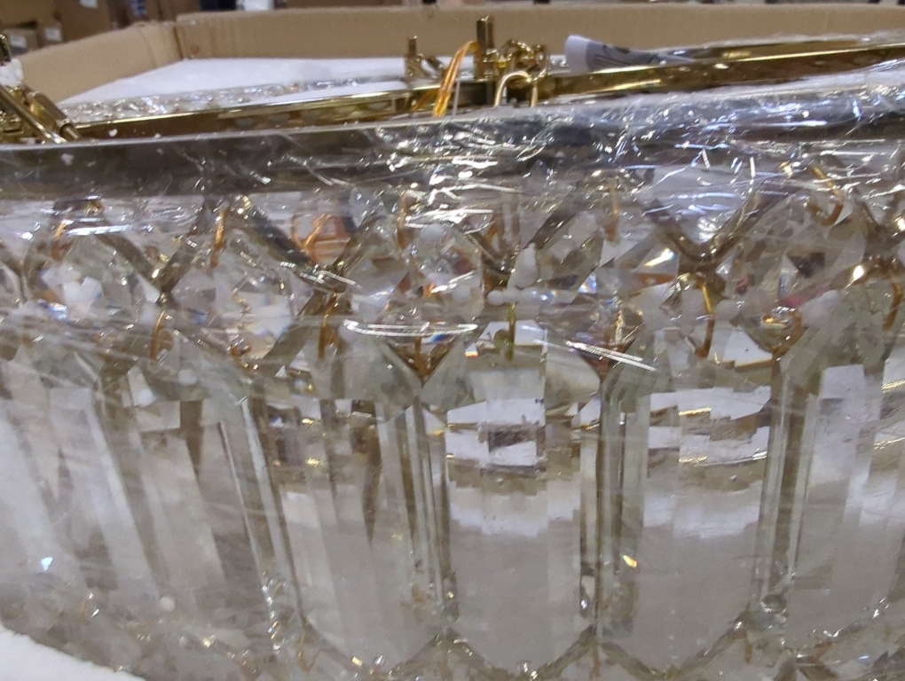 Brass Multi Tier Chandelier With Crystals