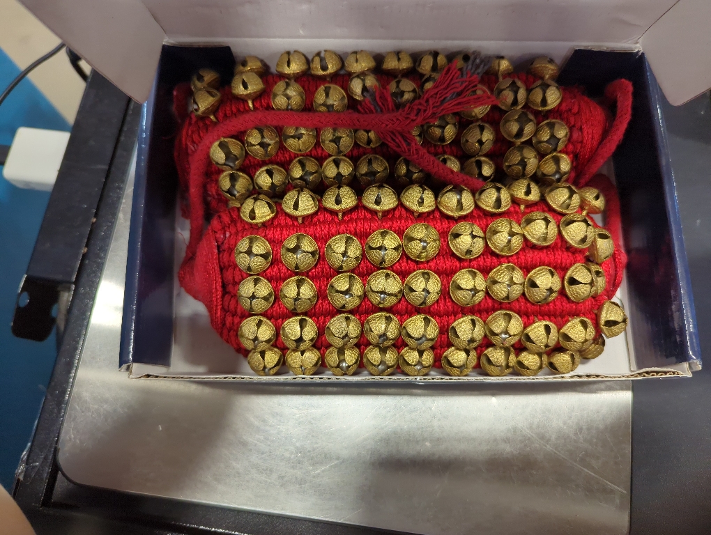 eSplanade Dance Ghungroo (50   50) Red 5 Line Ghungroo with Cushion Pads | Bell, Ghungru 5 Line Red Pad