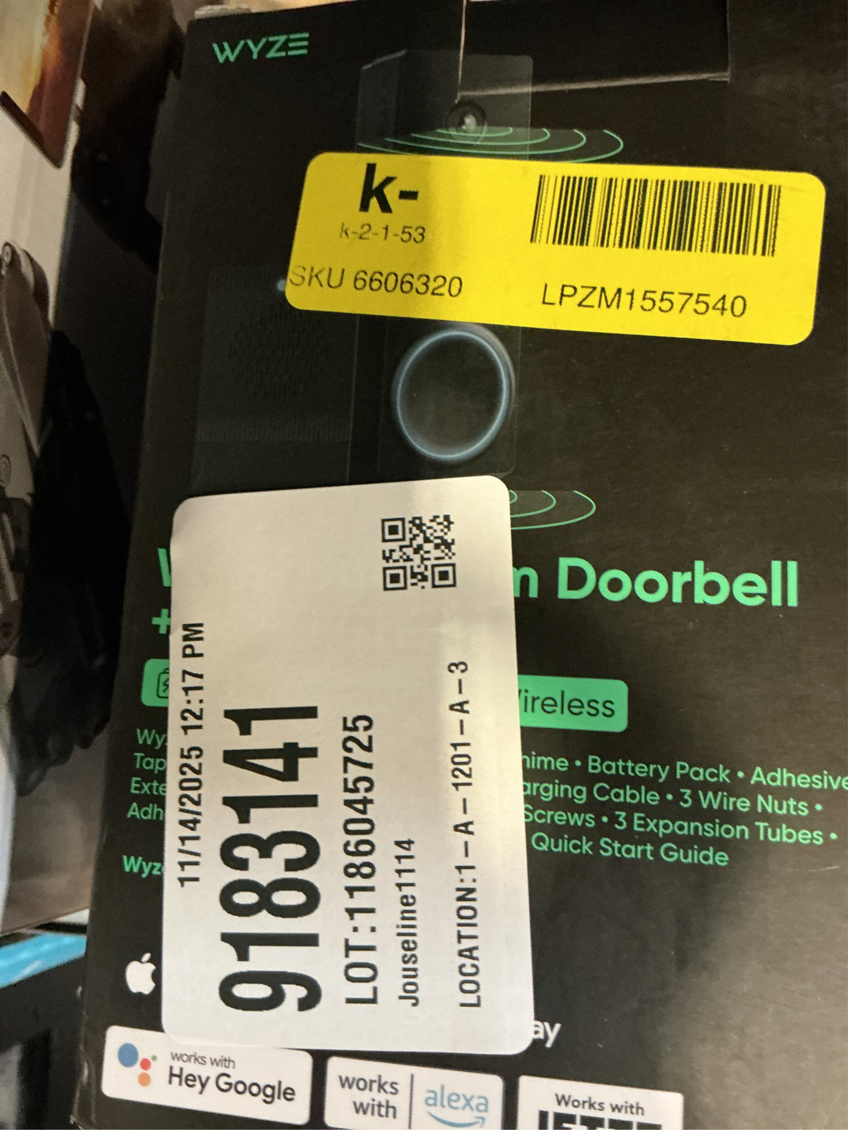 WYZE Wired Doorbell Camera v2(existing doorbell Wiring Required), 2K Security Video Doorbell, Color Night Vision, 2-Way Audio, Package Monitor, Works with Alexa & Google Assistant. Free Expert Setup