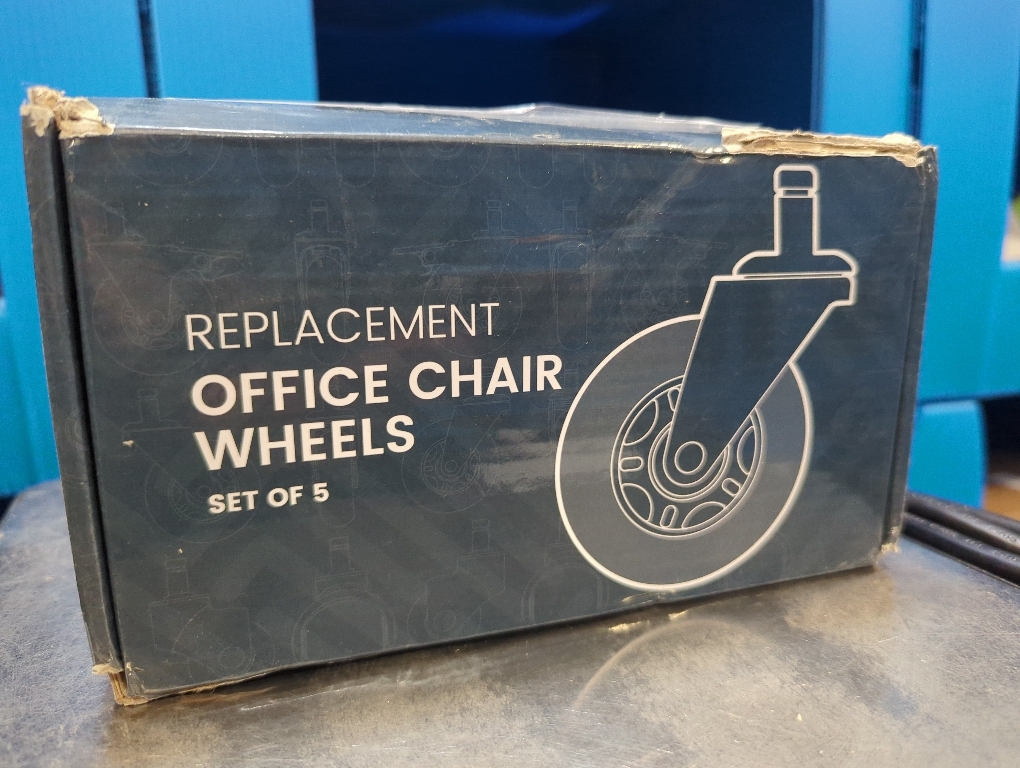 Office Chair Wheels - Set of 5 Rollerblade-Style Casters, Smooth & Quiet Rolling, Protects Hardwood Floors & Carpets, Universal Fit, Durable and Long-Lasting - White