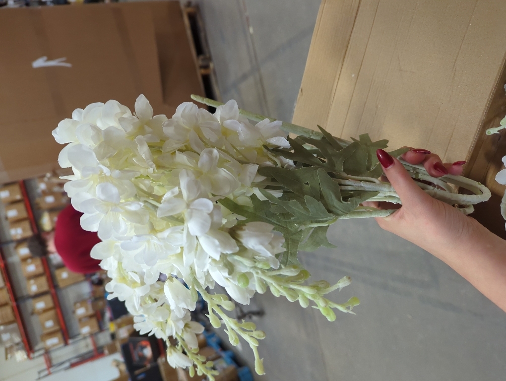 Thiccywoov 50 Pcs White Delphinium Artificial Flower Bulk, 34.25